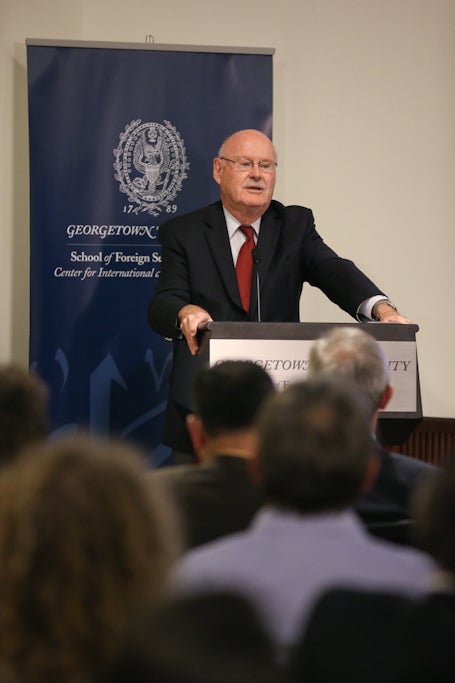 Dr. Michael C. Hudson during the Lecture
