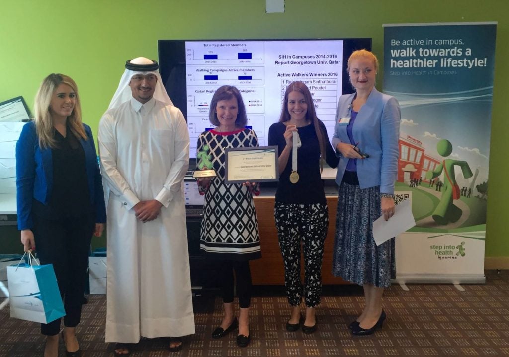 Georgetown University in Qatar representatives with their Step into Health awards