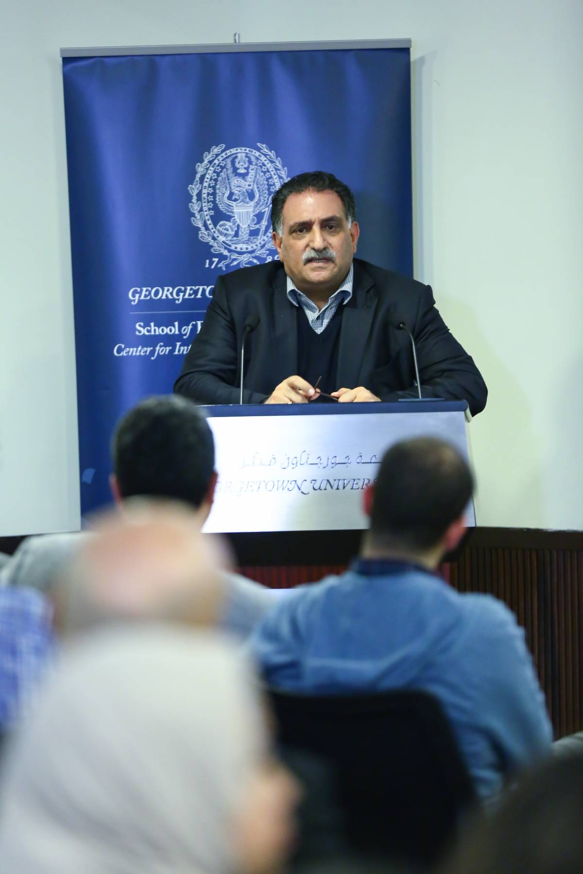 Dr. Azmi Bishara during his lecture at GU-Q