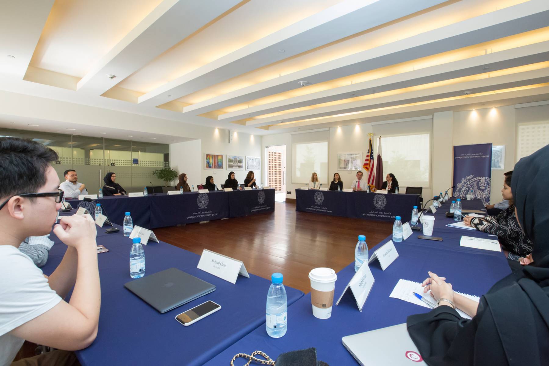 Interim U.S. ambassador to Qatar with GU-Q & NU-Q students