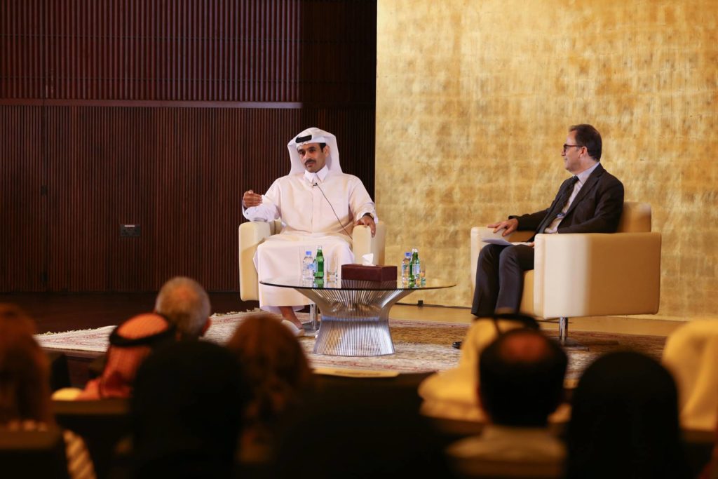 His Excellency Mr. Saad Sherida Al-Kaabi with Dean Ahmad Dallal