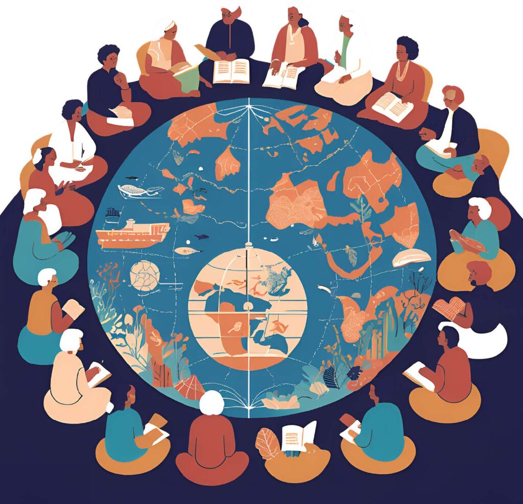 Image of a student wearing a set of headphones with a microphone. They are standing in front of a row of TV monitors and other audiovisual equipment.